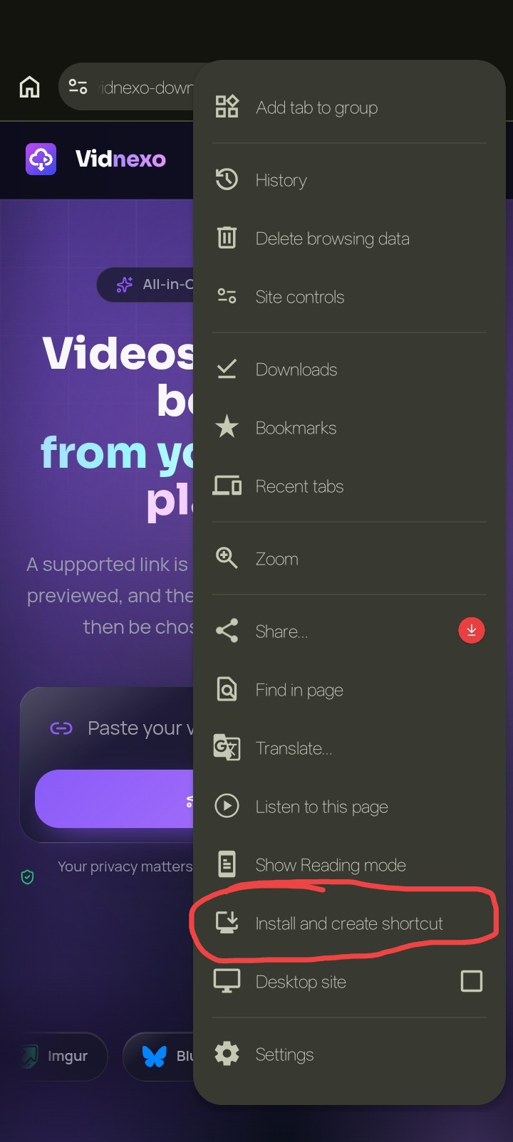 Choose “Install and create shortcut”