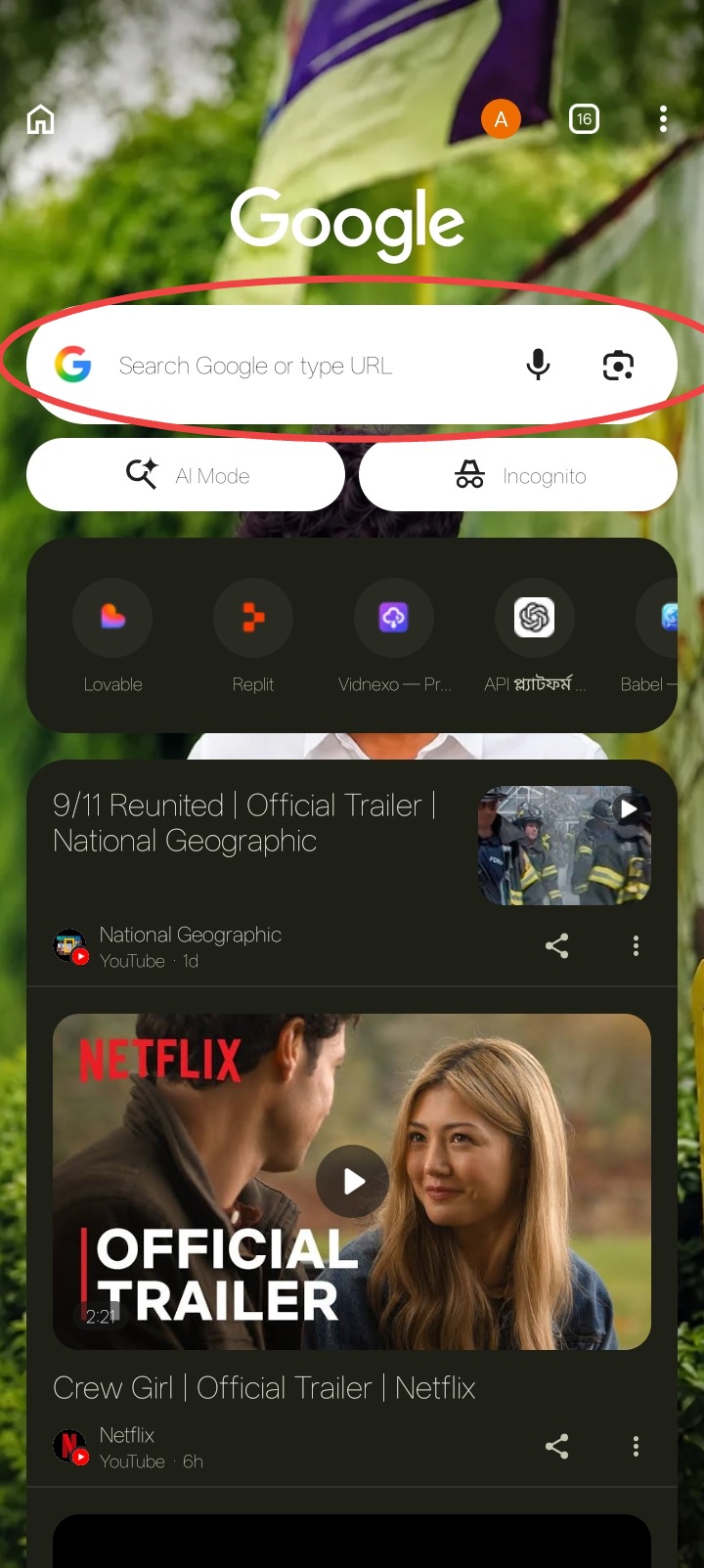 Tap the address bar